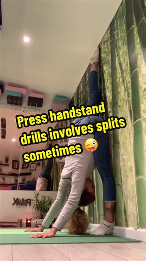 Press handstand drills involes splits sometimes 😜 #presshandstand #presshandstands7 #splits #splitpractice #handstands