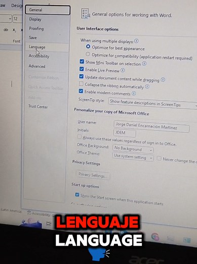 Cómo cambiar el idioma a español en Office Word