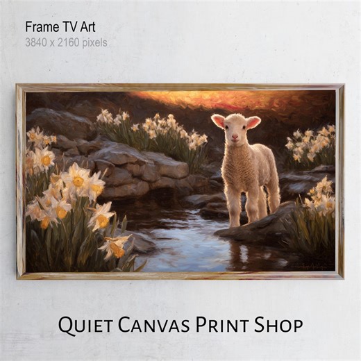 Rustic Lamb Spring Art, Pastoral Farmhouse Wall Decor (Digital Download)