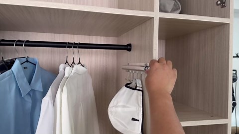 12 inch Valet Rod for Closets Pull Out Closet Valet Rod Slide Out With 4 Hooks Silver Pull Out Clothes Hanger