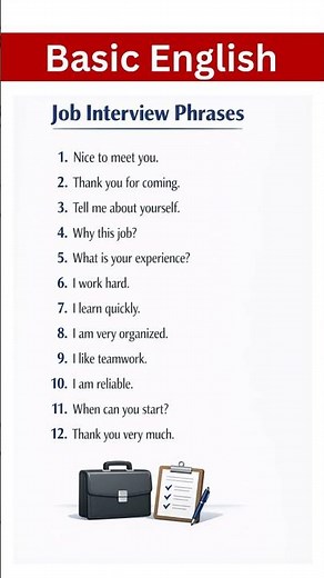 • 12 Easy Job Interview Sentences | Basic English for Beginners