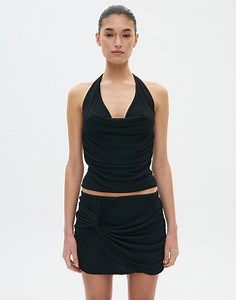 Tie Halter Cowl Neck Top in Black | Glassons SG