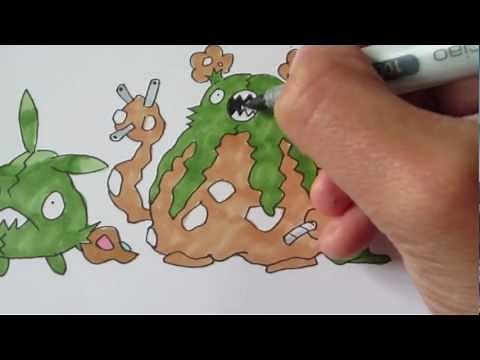 How to draw Pokemon: No.568 Trubbish, No.569 Garbodor