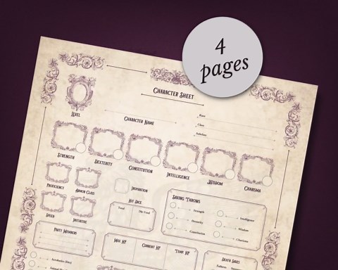 Dnd 5e Character Sheet Printable | Royal Griffin Silver Edition | Dungeons & Dragons Fantasy RPG PDF | A4 A5 US Letter | 4 Pages - Etsy Australia