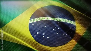 Brazil flag is waving 3D animation. Brazil flag waving in the wind. National flag of Brazil. flag seamless loop animation. high quality 4K resolution