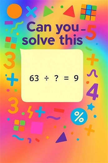 Easy Division Puzzle for Kids! 63 / ? = 9