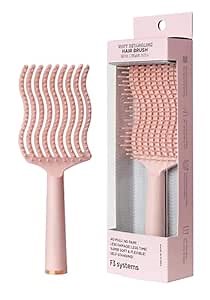 Wavy Detangling Brush(Soft Bristles), Detangler Comb with Flexible Bristles, Remove Knots and Tangle, Scalp Massage, Wet & Dry Hair, Detangling Brush for Adult and Kids Hair,