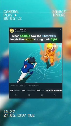 Sasuke see nine tail fox #anime #animeedit #naruto #bome #bome