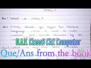 D.A.V. Class 8 Computer Chapter 2 Que/Ans Solution(HTML I)