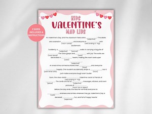 Valentine's Mad Libs Game, Fun Valentine's Games for Kids, Valentines Party Games, Valentine's Day Activity, Fun Valentine Classroom Game - Etsy