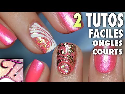 2 Tutos nail art facile ongles courts en gel pour pose salon rapide