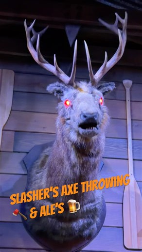 Celebrate #halfwaytohalloween at SLASHERS #axethrowing 🪓 in Costa Mesa, CA #bars