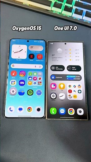 OxygenOS 15 vs One UI 7 animations in slow motion.