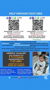 13K views · 734 reactions | Please try your best , to save this child  Account no: 2223330071555889 IFSC CODE : RATN0VAAPIS(The Digit After N is Zero) Account Name : Sarang Menon-Milaap UPI ID : givetomlp.nirvaanamenon1@icici @nirvaan_fights_sma @sarang.menon | Lakshmi Nakshathra | Facebook