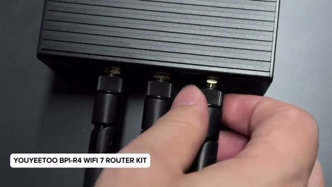 youyeetoo Banana Pi BPI-R4 WiFi 7 Router Development Board - Assembled-Out-of-The-Box, MediaTek MT7988A Chip, 8GB RAM, 8GB eMMC, 2X 10Gbe SFP Slots, 4X Gbe Ports, Metal Case, Wi-Fi 7 Paket Assembled