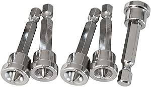 AUTOTOOLHOME 6pcs Drywall Screw Setter Strong Magnetic drywall Screw Bit Phillips Bit for Plasterboard with 2" Quick Change Drill Bit Holder Positioning Bit Batch Head