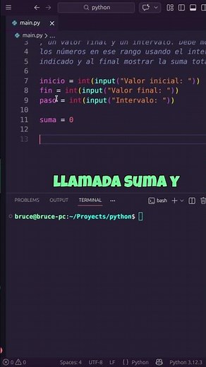 Genera números y calcula la suma con range en Python