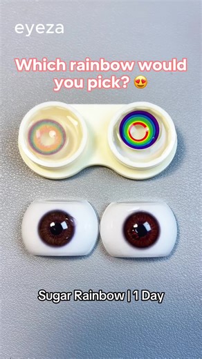 If you could choose a rainbow, which one would you go for? 🌈💖#contacts #coloredcontacts #eyezalens #lenses #naturaleyes