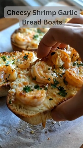 23K views · 176 reactions | Cheesy Shrimp Garlic Bread Boats What...