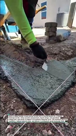 Perfect Curved Paver Cuts for Seamless Landscape Borders #Hardscaping #PaverWork #Construction