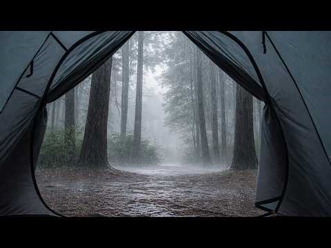 No Ads Afternoon Rain Sounds on a Tent in the Forest 🌲 Relaxing Camping Ambience for Deep Sleep