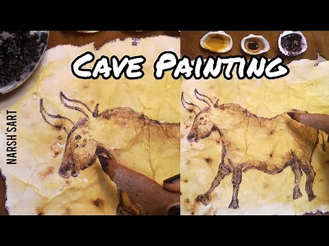 How to make a Stone Age inspired cave painting #prehistoricart #caveart