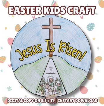 Easter Story Coloring Spinner Wheel Holy Week Bible Lesson Spinning Wheel Craft