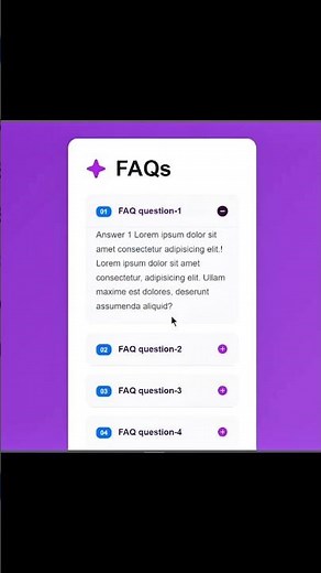 Modern FAQ Accordion UI using HTML CSS & JS