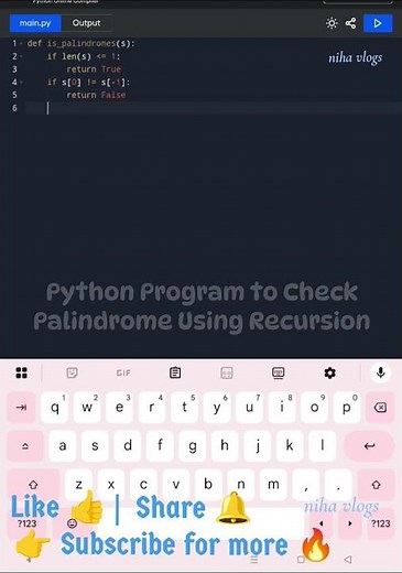 Palindrome program to check palindrome using recursion