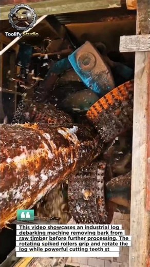 High-Speed Log Debarking Machine – Industrial Timber Processing in Action.