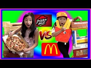 Pretend Play McDonalds vs Pizza Hut CHALLENGE with Ryan's Toy Review inspired