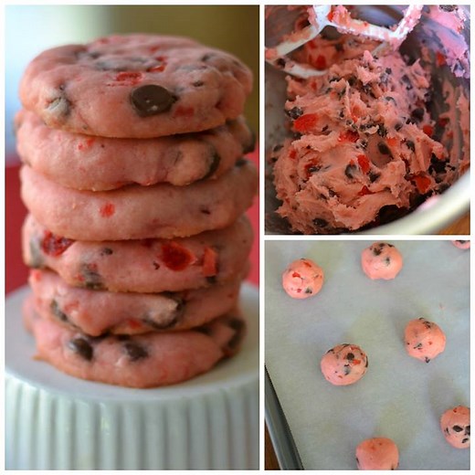 95K views · 16 reactions | Maraschino Cherry Almond Chocolate Cookies are easy shortbread cookies full of cherries and semi-sweet chocolate chips. Full Recipe Here: https://www.smalltownwoman.com/maraschino-cherry-almond-chocolate-cookies/ | Small Town Woman | Facebook