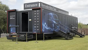 Glass Double Expandable Trailer for lease from Experiential Vehicles