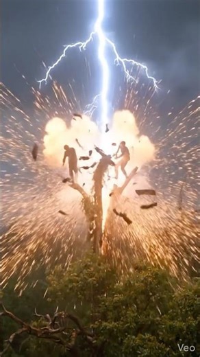 Lightning Hits Armed Men on Tall Tree – People Screaming in Fear ⚡😨