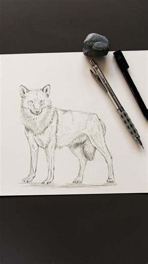 Full process of drawing a wolf. I usually post creatures like dragons but I draw so much more than that. Drawing animals helps me to study anatomy which helps me in designing the dragons. So if you want to learn how to draw dragons, start by learning how to draw animals. So I hope you can appreciate this wolf 🥰🐺 #wolf #sketch #drawing Animal art, artist, creature design, pencil drawing