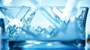 Menthol crystals dissolve into liquid across six frames, showcasing a captivating scientific process in a clear, close-up view