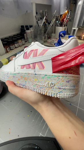 PART 1: Process 🤌🏼 #fyp #customsneakers #angeluspaint #paint #part1 #tuttifrutti #rainbow #colours #custom