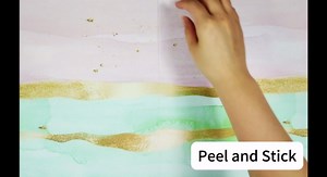 HAOKHOME Bathroom Wallpaper Peel and Stick Coastal Wave Beach Stripe Wall Paper Pink/Blue/Gold Removable Contact Paper 17.3in x 9.8ft
