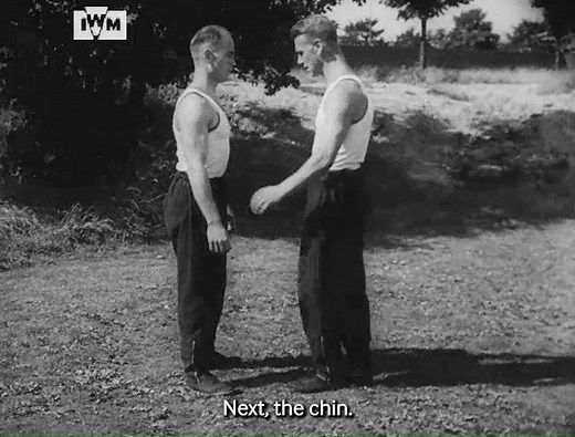 Men learn methods of attack and defence in unarmed combat during the Second World War. These clips were included in a 1941 training film highlighting the importance of knowledge of unarmed combat and illustrating how an unarmed man can deal effectively with the enemy. The full film, which you can find on our website, includes a dramatised fight between three members of the Home Guard and German wireless operators. Find it here: https://bit.ly/3WNtgNy Film: IWM DRA 202 | Imperial War Museum Londo
