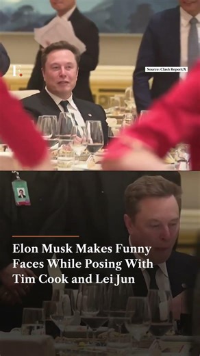 Elon Musk Makes Funny Faces While Posing With Tim Cook and Lei Jun | Firstpost News
