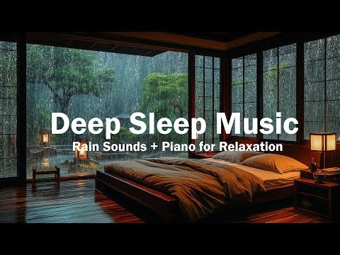 Relaxing Piano Music – Sleeping Music for Deep Sleeping with Rain Falling Outside the Warm Bedroom