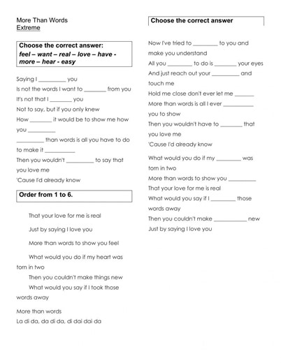 More than words worksheet
