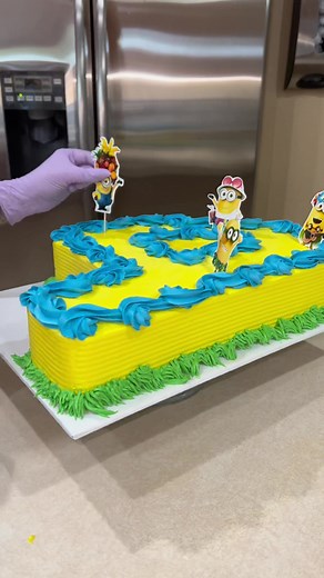 Tropical Minion Themed Number 4 Vanilla Funfetti Cake Decorating Tutorial