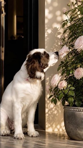English Springer Spaniel - Taken Away by the Scent of Roses