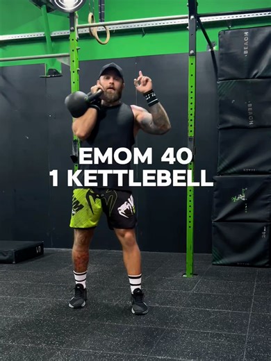EMOM 40 1 kettlebell Min 1: 8–10 KB Upright Rows Min 2: 8–10 Russian KB Swings (R) Min 3: 8–10 KB Hang Cleans (R) Min 4: 8–10 KB Push Jerks (R) Min 5: 8–10 Russian KB Swings (L) Min 6: 8–10 KB Hang Cleans (L) Min 7: 8–10 KB Push Jerks (L) Min 8: 8–10 Goblet Squats