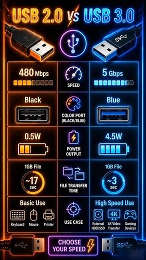 USB 2.0 vs USB 3.0⚡480Mbps vs 5Gbps 😱 HUGE Difference!