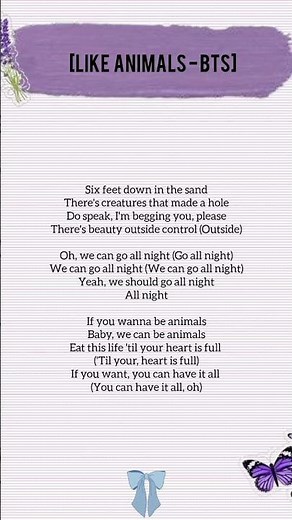 like animals bts lyrics (part- 02) #kpop #btslyrics #kpoplyrics