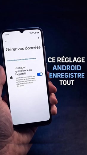 Vérifie ce réglage sur ton téléphone Android maintenant, car il enregistre réellement tout ce que tu fais. La plupart des gens ne le vérifient jamais, pourtant il suit bien plus de choses que tu ne l’imagines. Va dans les paramètres de ton téléphone, puis descends jusqu’à trouver « Bien-être numérique » et « Contrôle parental ». Ouvre-le. À l’intérieur, tu peux voir qu’il enregistre le nombre de fois où tu déverrouilles ton téléphone, les applications que tu ouvres et le temps que tu passes dess