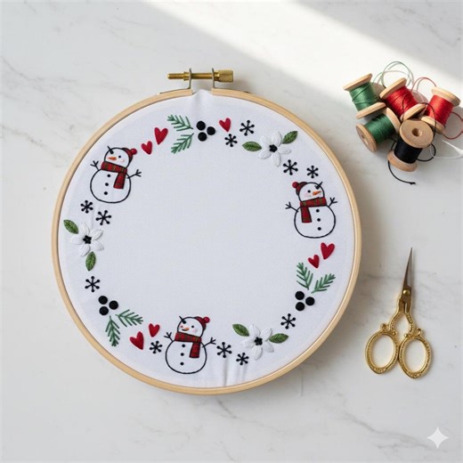 Snowflake Wreath Hand Embroidery Design, Floral Embroidery Pattern, Winter Embroidery Template, Digital Embroidery PDF, DIY Christmas Craft - Etsy UK