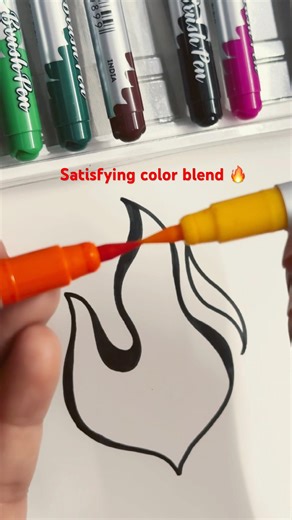 Satisfying Fire Drawing 🔥 | Easy Color Blend Art #easydrawing #easy #kidsart